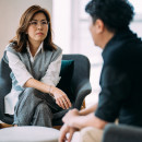 Person talking in therapeutic session