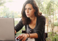 At computer