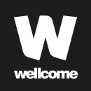 Wellcome logo showing a large 'w' with 'wellcome' below